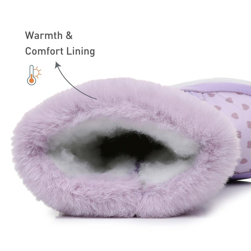 Ahannie Toddler Girls Snow Boots Kid Warm Outdoor Insulated Winter Boot with Side Zipper(Todder/Little Kid)(Purple-8) - Image 3